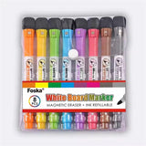 Pack of 8 Magnetic Whiteboard Marker Pens With Built‑In Magnet & Eraser
