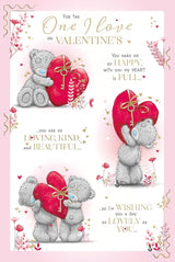 Bears With Big Red Heart For the One I Love Valentine's Day Card With Paper Insert