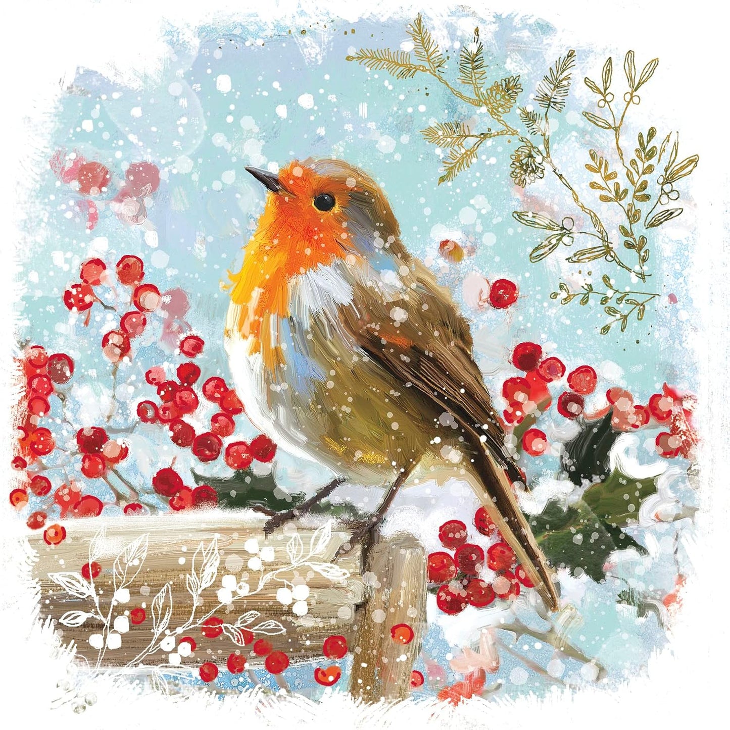 Pack of 8 Festive Robin Red Breast NSPCC Charity Christmas Cards