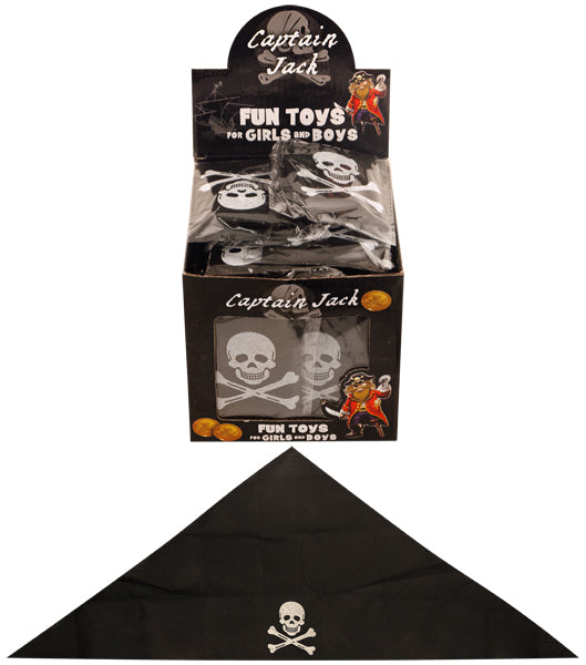 PIRATE BANDANA 74X29CM BLACK W/SKULL CHILD (12 Pack)