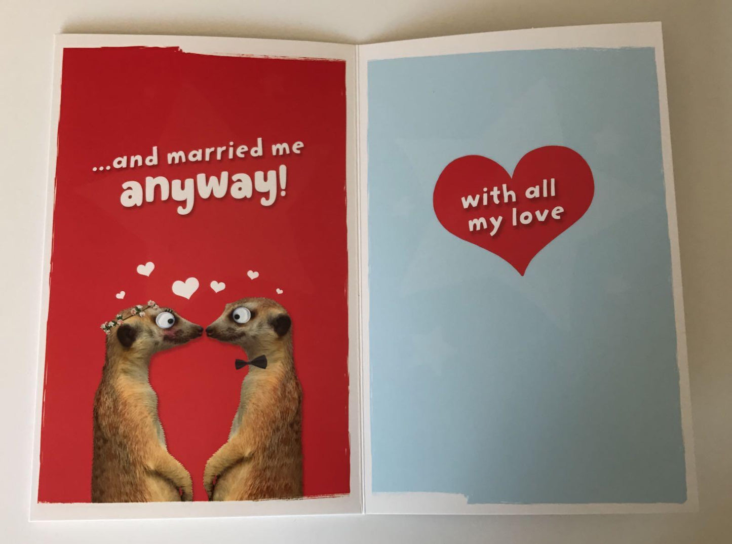 UK Greetings Wife Anniversary Fold Out Greetings Card Meerkat 8.25" x 5.25" Code 407132--1 