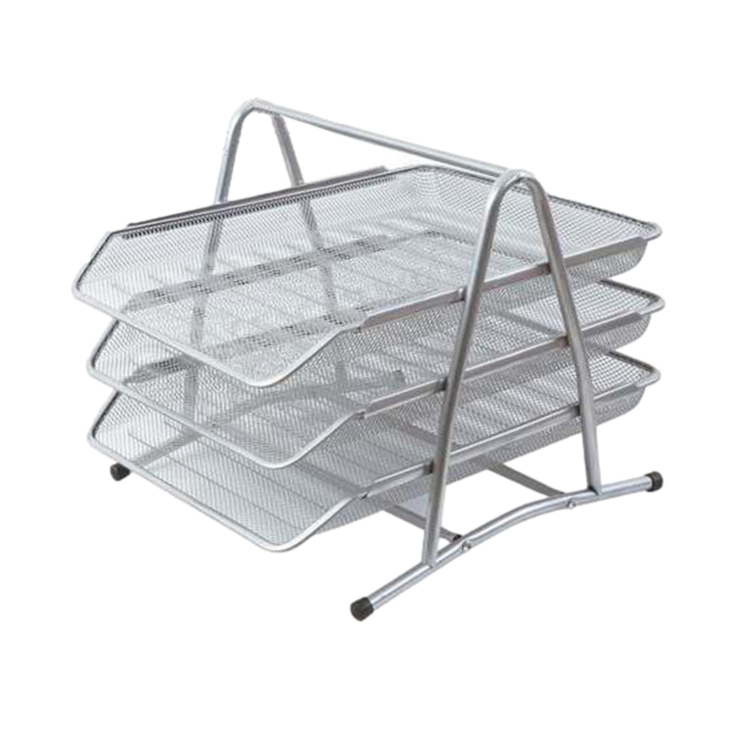 Silver Office Mesh Tray For Organizer 35 × 30 × 27cm