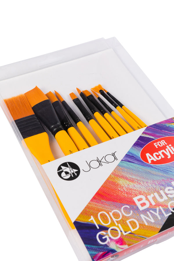 Gold Nylon Bristles Brush Set For Acrylic Paint