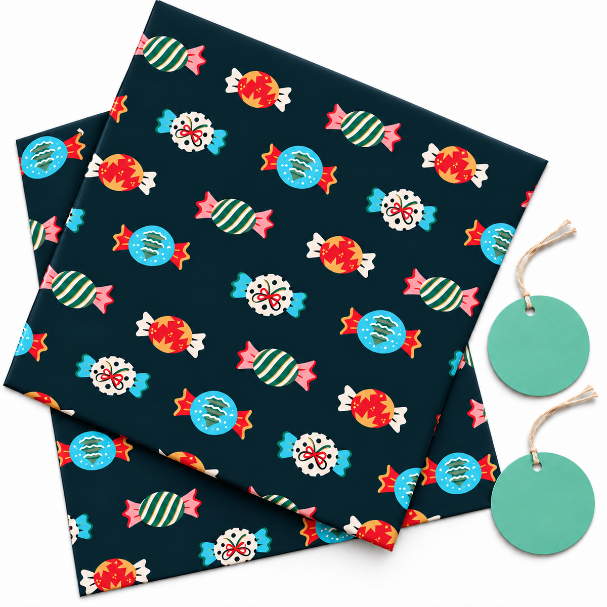 Pack of 2 Wrapped Wishes Design 50 x 70 cm Gift Wrap Sheets with 2 Tags - Halloween Birthdays Everyday Celebrations