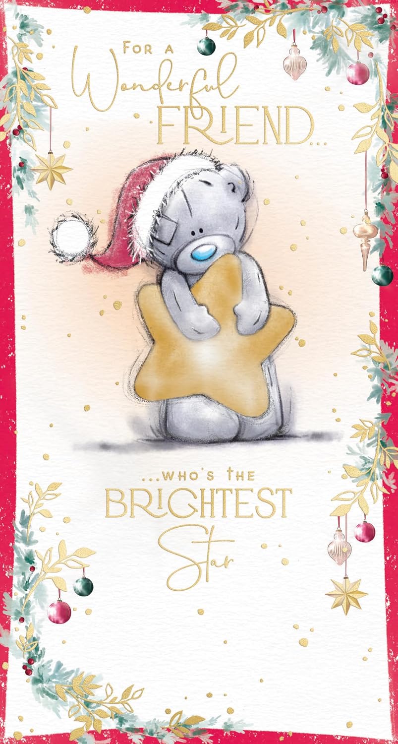 Bear Holding Star Wonderful Friend Christmas Card