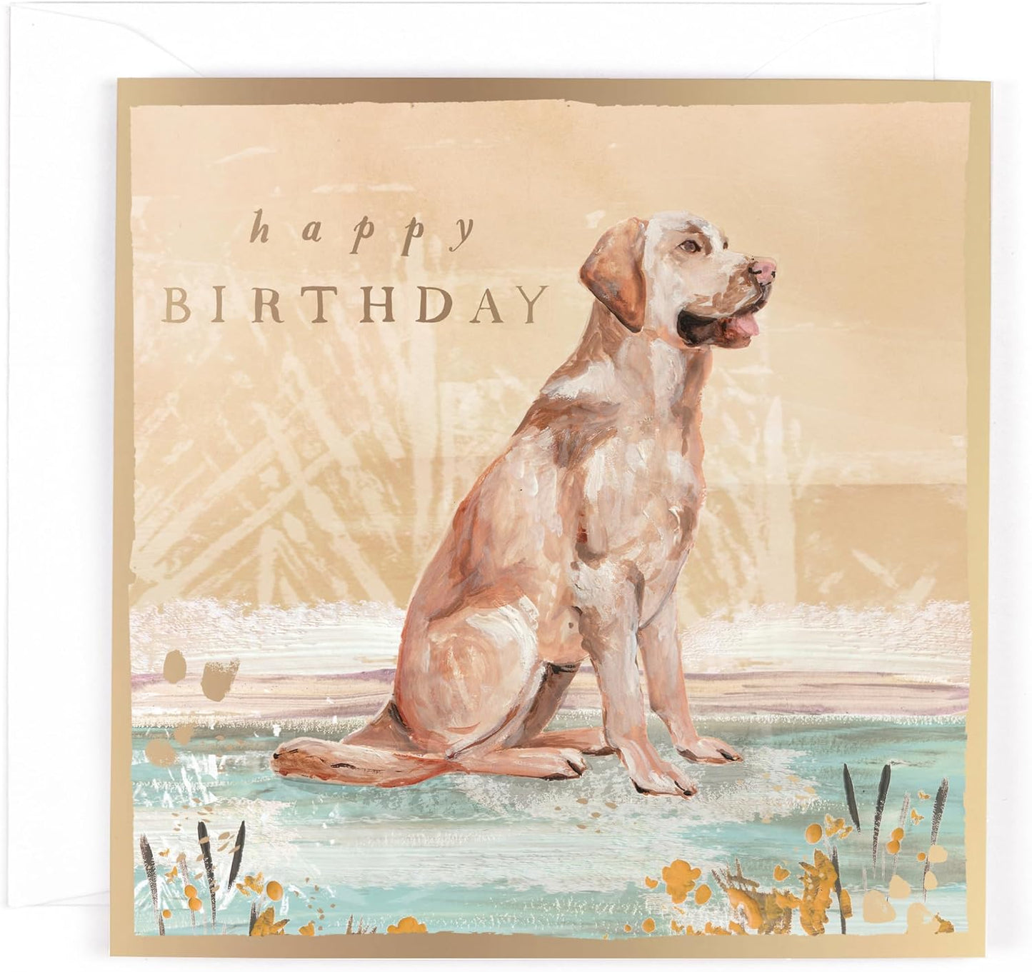 Sitting Dog Design Happy Birthday Premium Fine Art Card