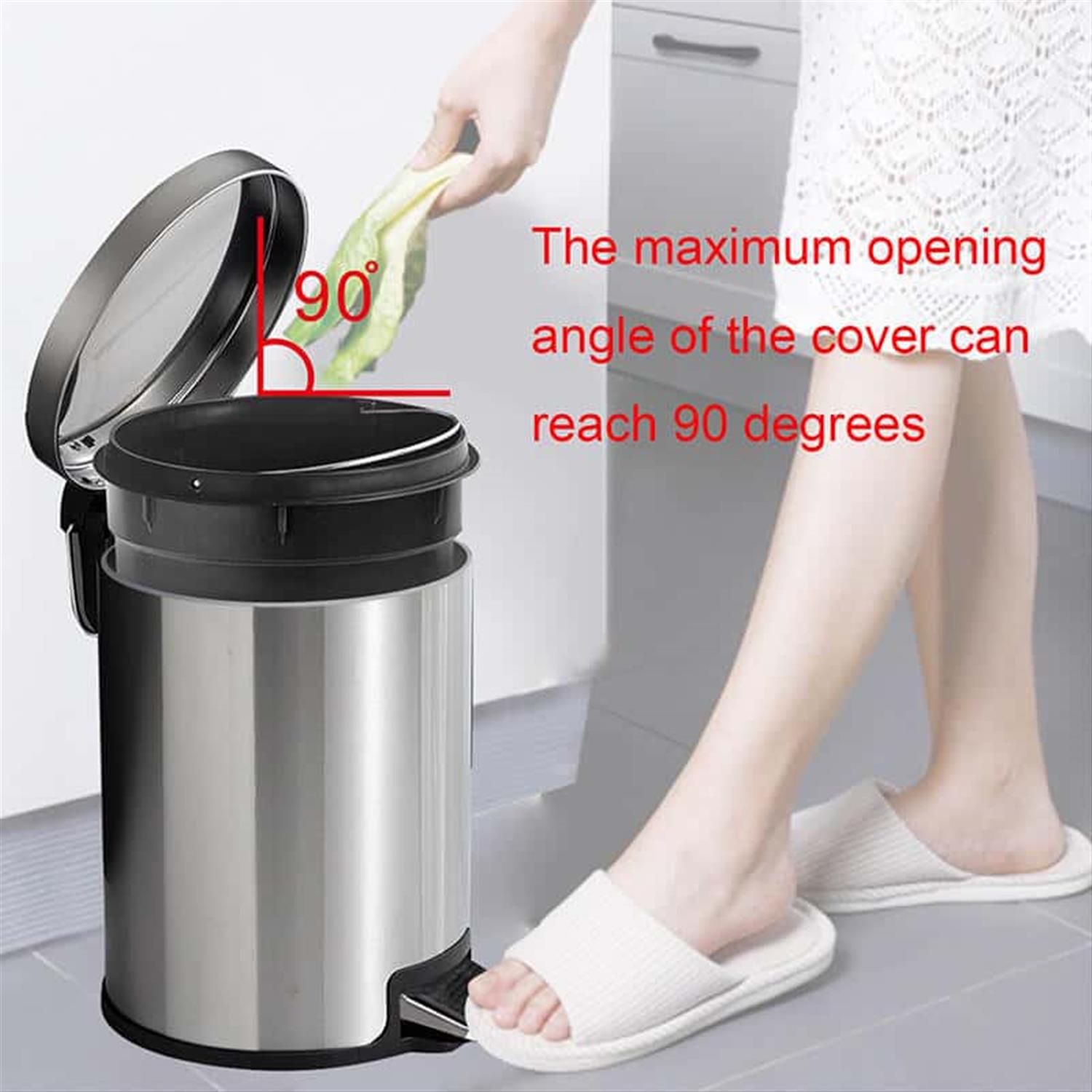 Stainless Steel Silver Metal Wastebin 12L