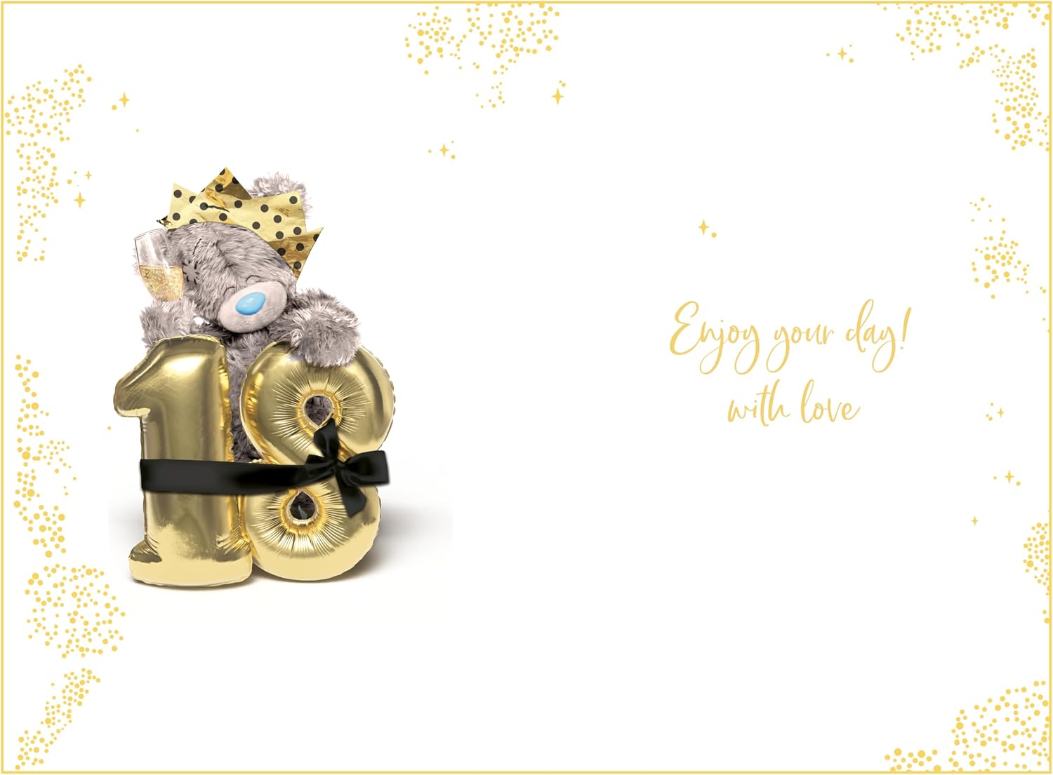 Bear With Balloons 3D Photo Finish Keepsake 18th Birthday Card