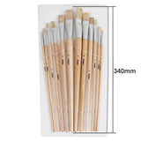 Pack of 12 Assorted Size Wooden Handle Bristle Hair Artist Paint Brush Set