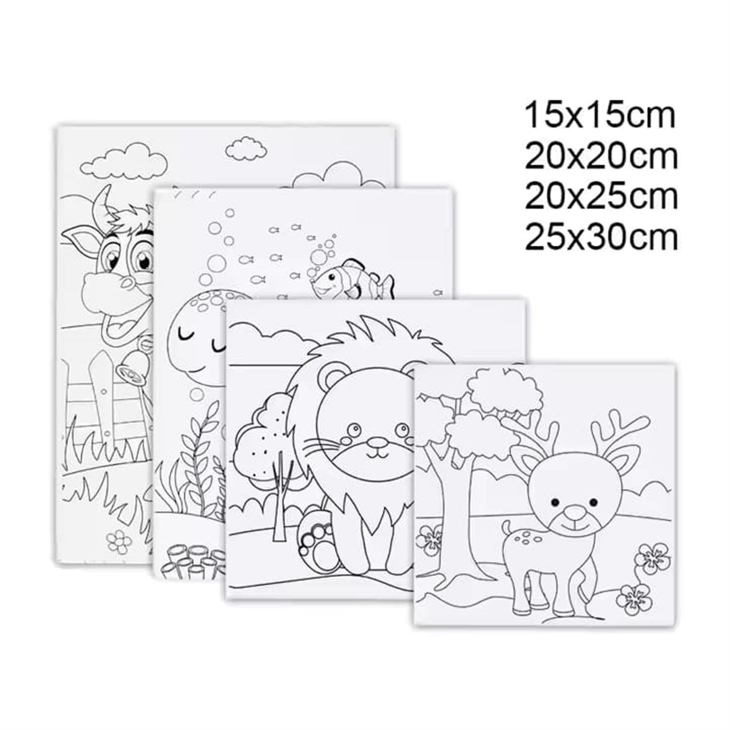 15 x 15cm Pre Drawn Outline Canvas Paint For Kids