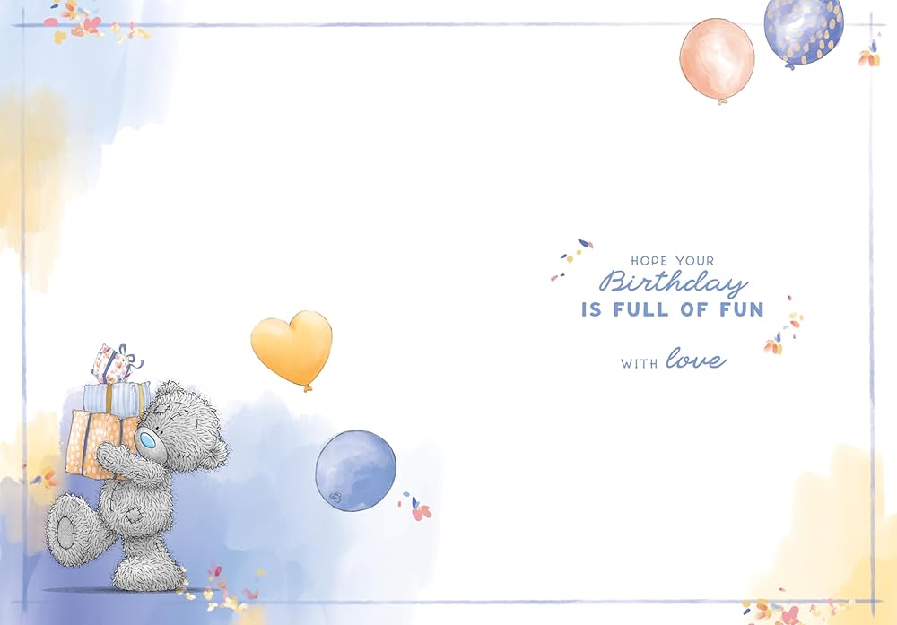 Bear Sat On Gift With Cupcake Nephew Birthday Card