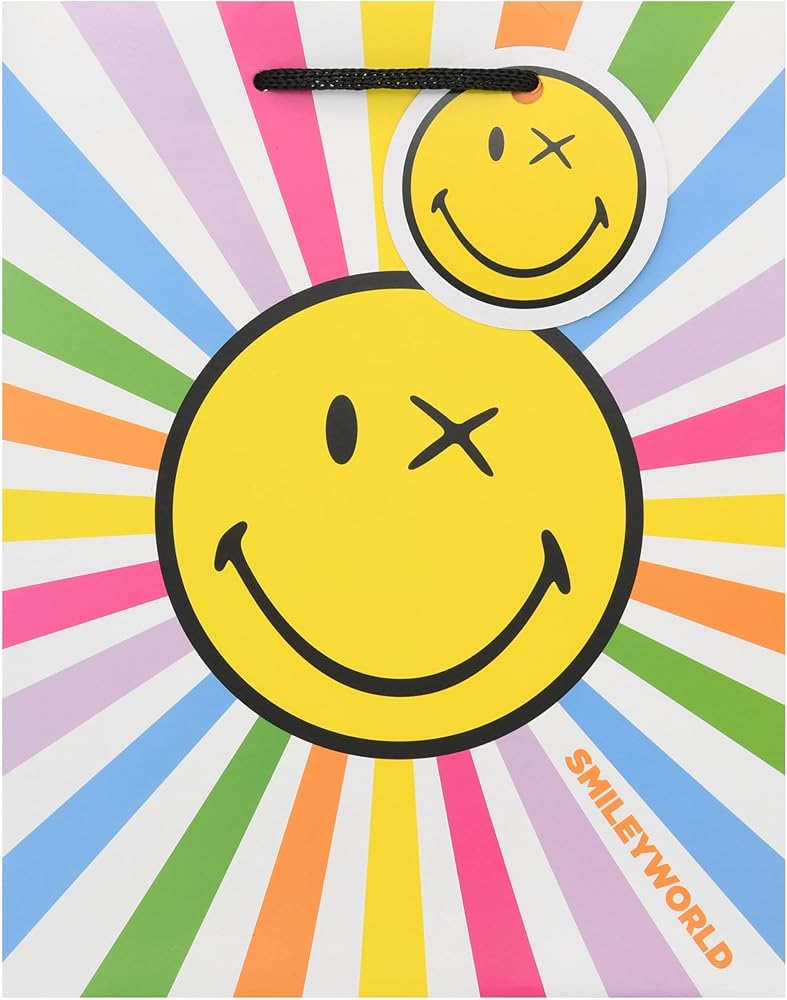 Smiley Design Medium Gift Bag for Birthdays, Thank You Any Occasion