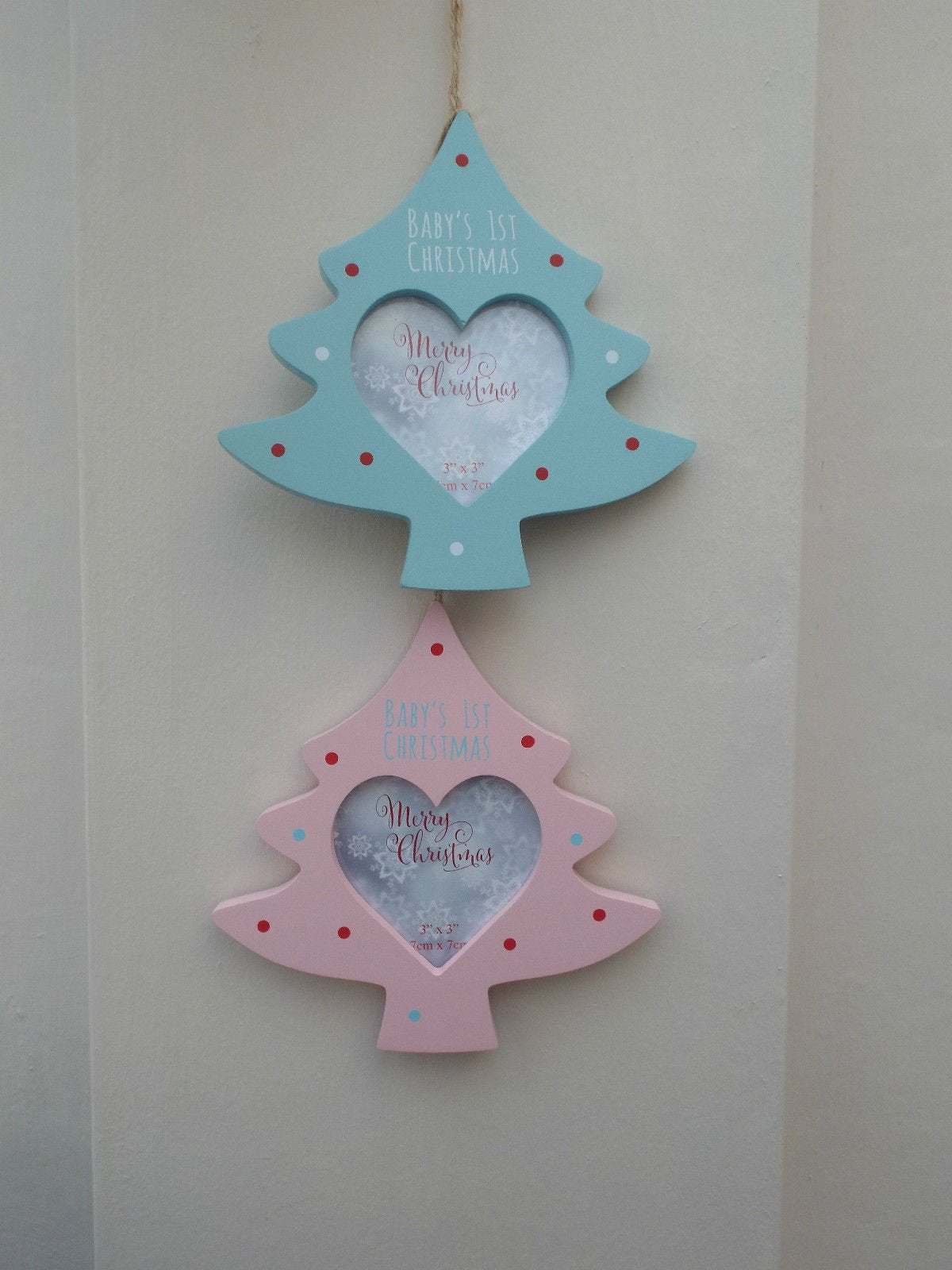Baby's 1st Christmas Photo Frame Silver Sparkle Light Up Wall Plaque