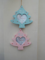 Baby's 1st Christmas Photo Frame Silver Sparkle Light Up Wall Plaque