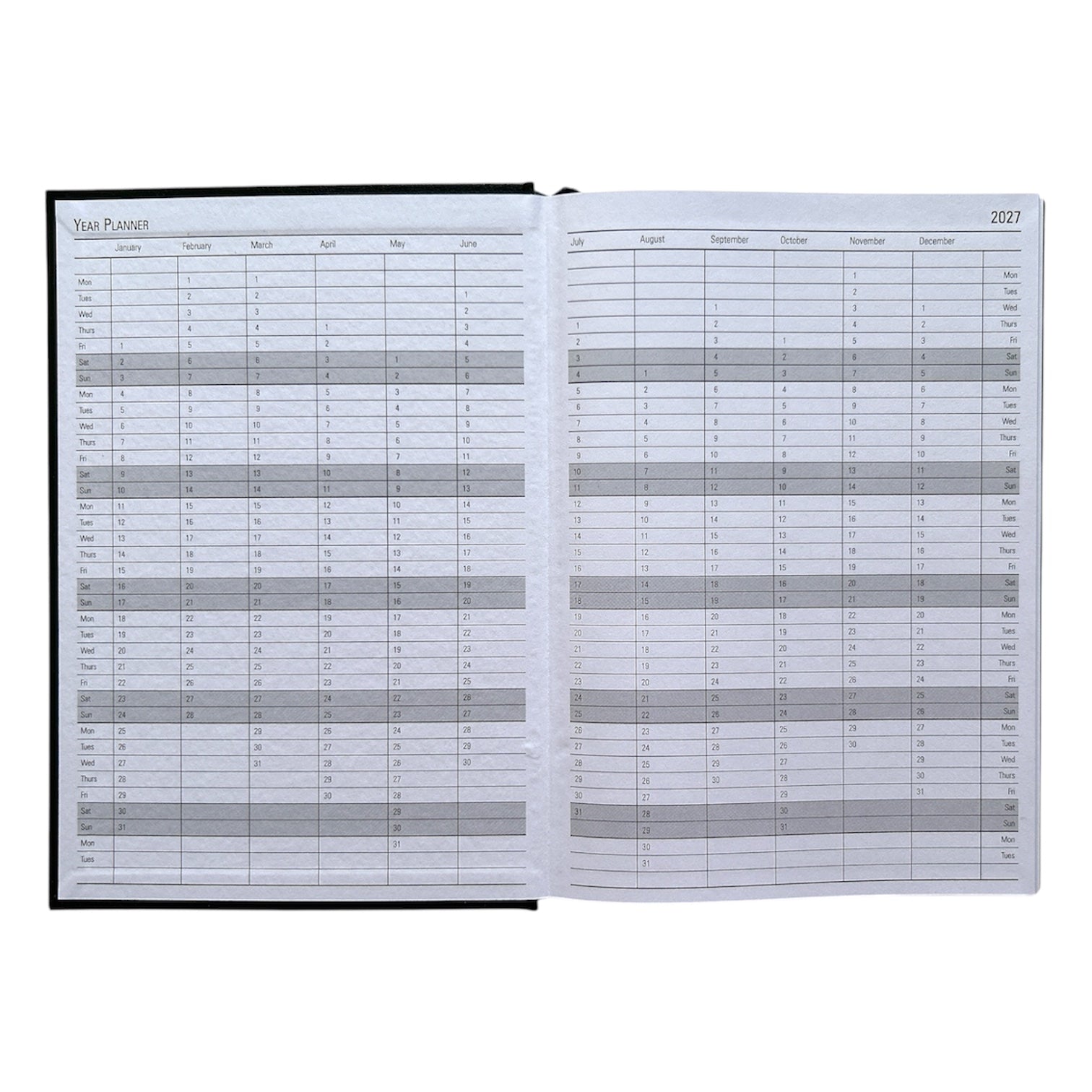 Janrax 2027 A5 Day Per Page Burgundy Desk Diary