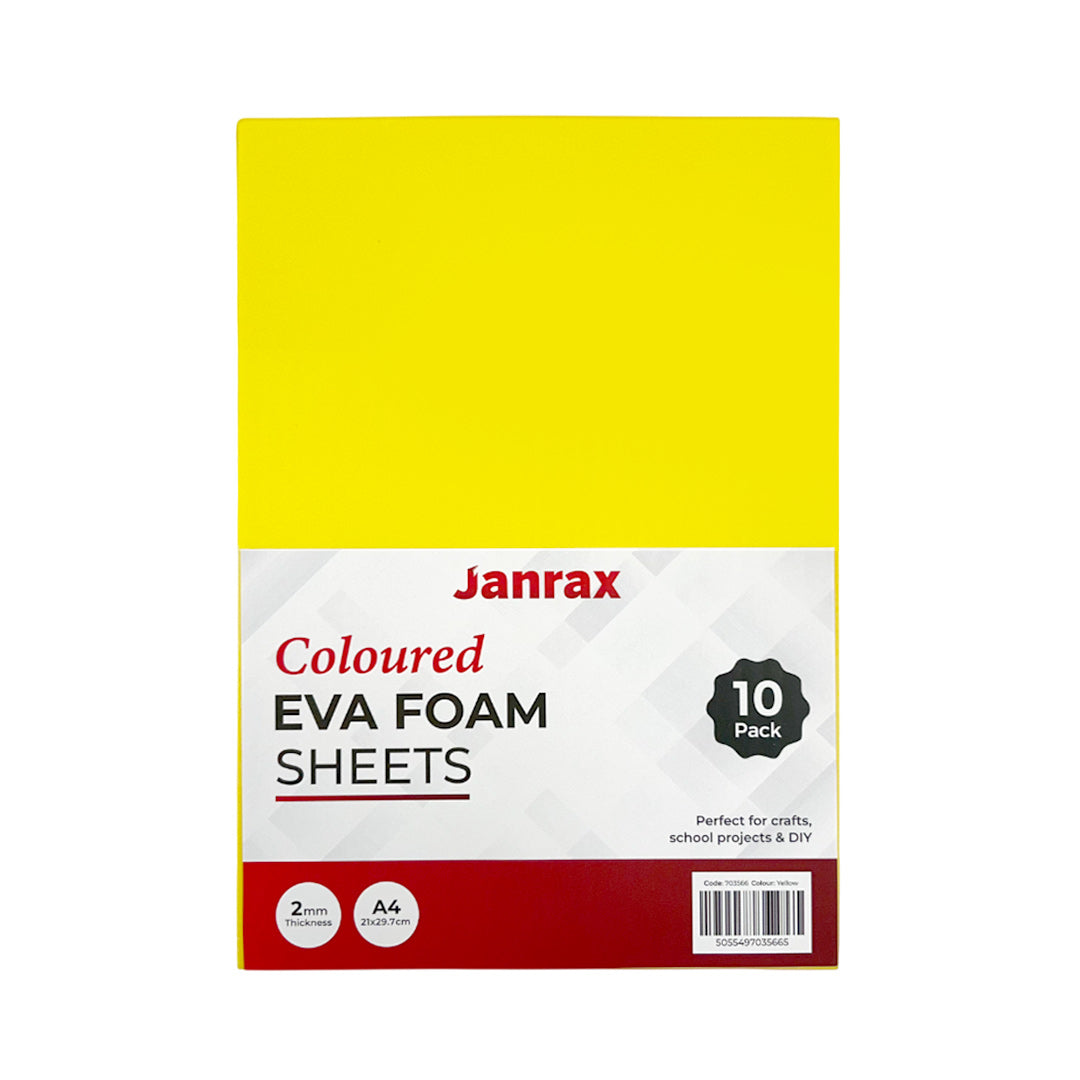 Pack of 10 A4 Yellow Coloured EVA Foam Sheets