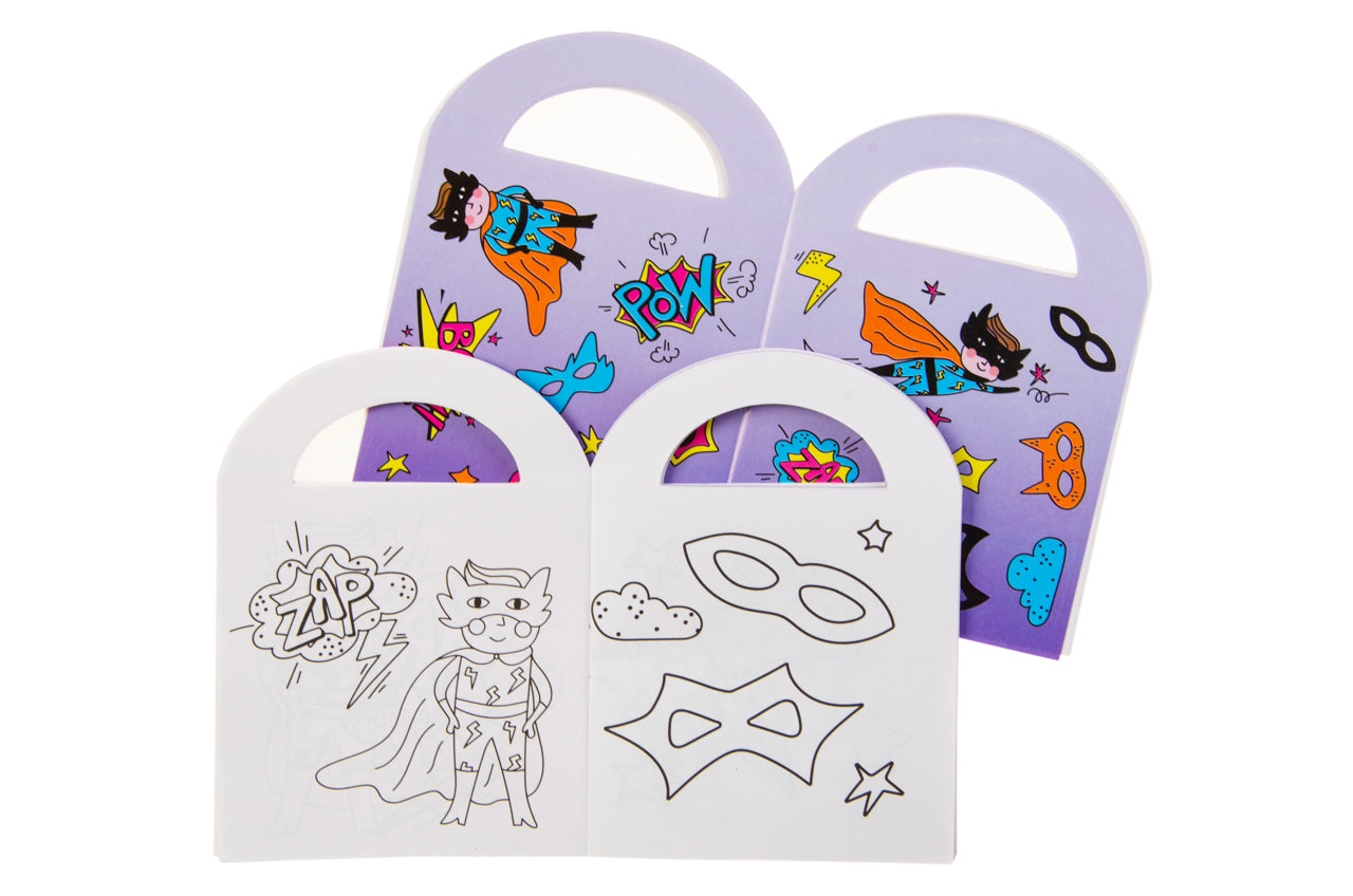 Superhero Coloring Mini Book with Stickers