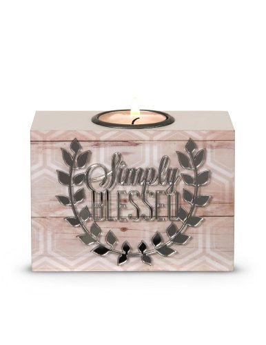 Simply Blessed Tea Light Holder, Radiant Reflections, 4-1/2 by 3-1/4-Inch Simply Blessed