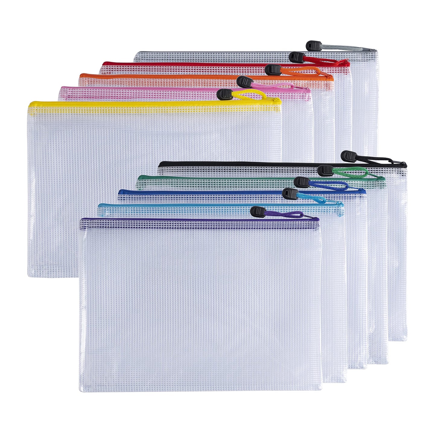 Pack of 12 A3 Orange PVC Mesh Zip Bags
