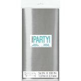 Silver Foil Rectangular Plastic Table Cover, 54"x108"