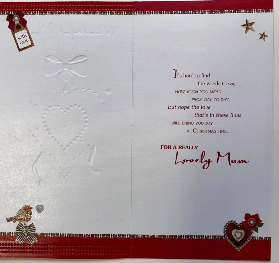 MUM - Nice Verse Quality Gold Foil Christmas Greeting Card JUST FOR YOU 