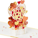 Gold & Red Hearts Design 3D & Pop Up Love Card Anniversary, Valentines, Engagement Birthday