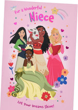 Niece Birthday Card Disney Princess Design 
