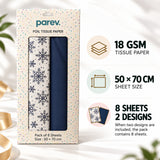 Pack of 8 Winter Foil Snowflakes & Plain Navy Blue 50 x 70 cm Tissue Sheets - Christmas Winter Celebrations