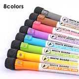 Pack of 8 Magnetic Whiteboard Marker Pens With Built‑In Magnet & Eraser