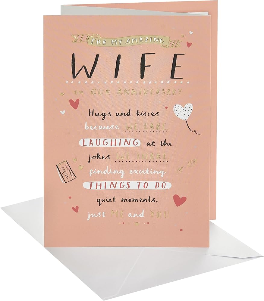 3 Fold Hand Lettering and Icons Design Wife Anniversary Card