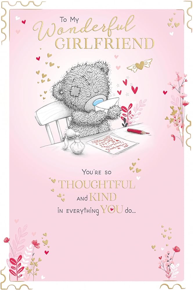 Bear Writing Wonderful Girlfriend Valentine's Day Card