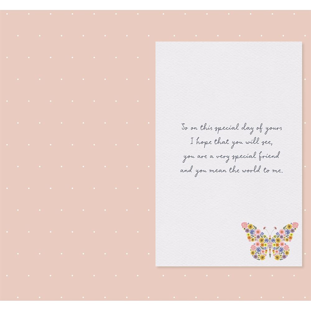 Floral Design with Butterflies Lovely Friend Birthday Card