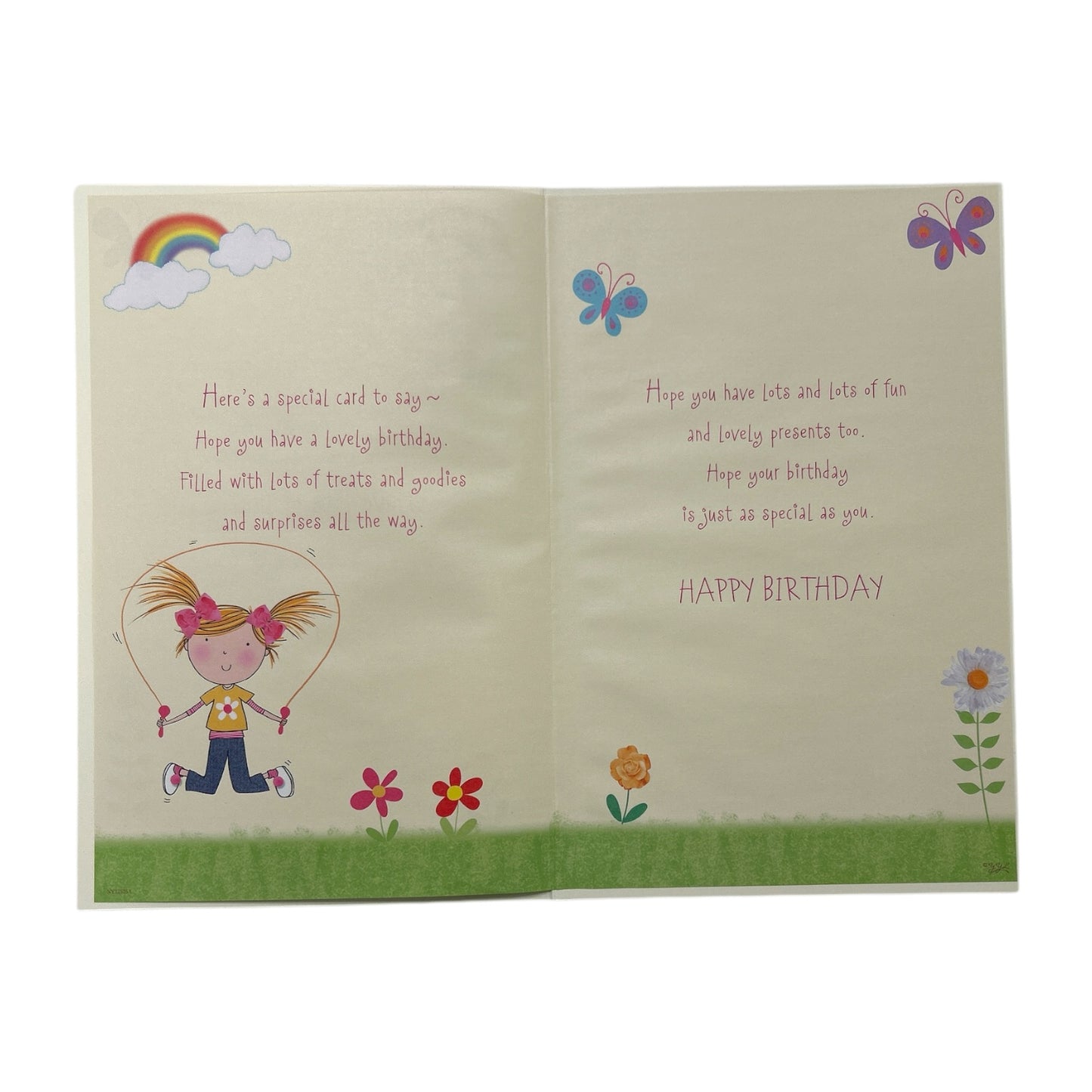To Daughter Age 6 Girl Skipping Juvenile Birthday Card With Badge