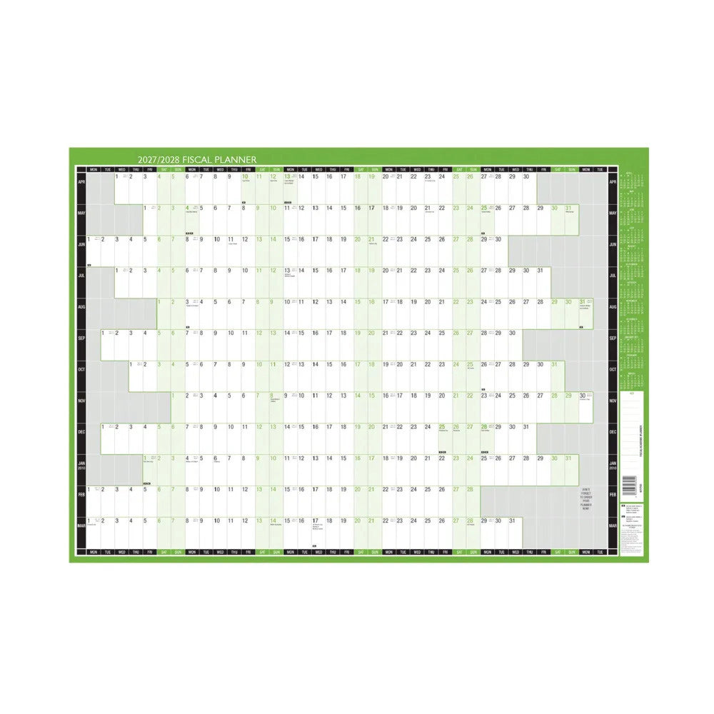 Janrax 2027-2028 Fiscal Planner Unmounted - 855 x 610mm