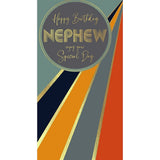 Nephew Birthday Card, Retro Design with Gold Foil Finish