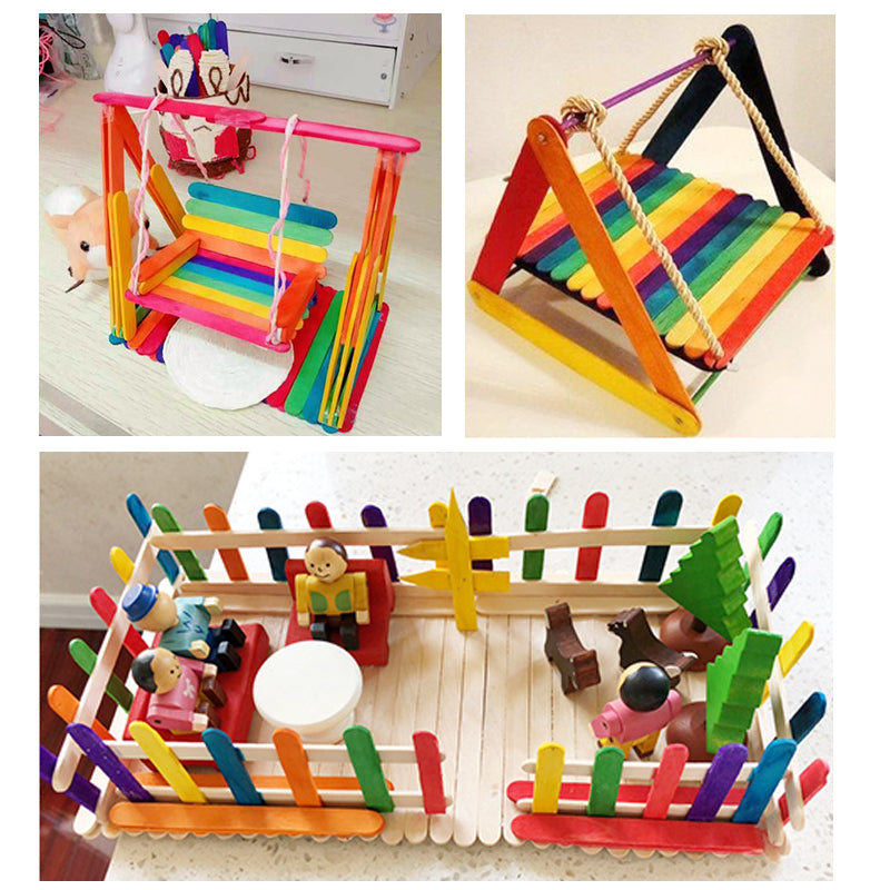 Pack of 50 Assorted Colour Wooden Sticks