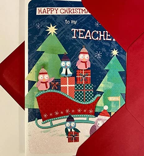 To My Teacher Happy Christmas School Thank you Appreciate Greeting Card