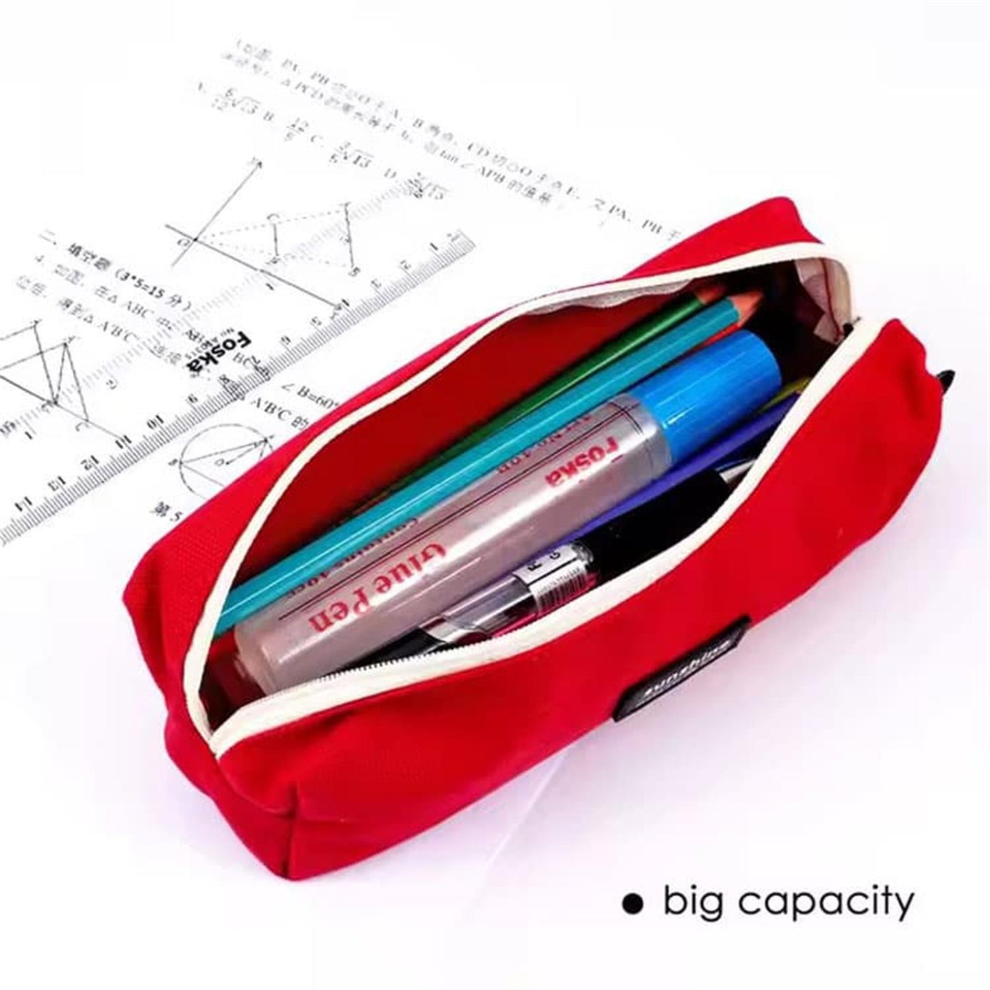 Single Soft Oxford Cloth Large Opening Pencil Case with Smooth Zipper