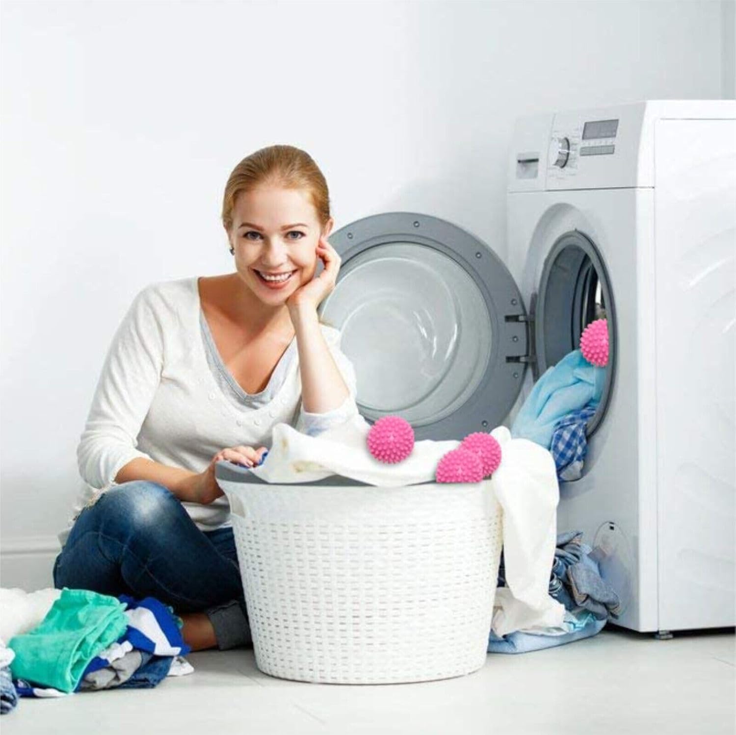 Pack of 2 Swirl Fabric Softening Tumble Dryer Pink Balls