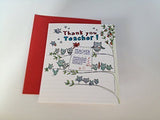 Owls On Branch Thank You Teacher, Report Greetings Card... Gift For Best Teacher