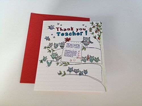 Owls On Branch Thank You Teacher, Report Greetings Card... Gift For Best Teacher