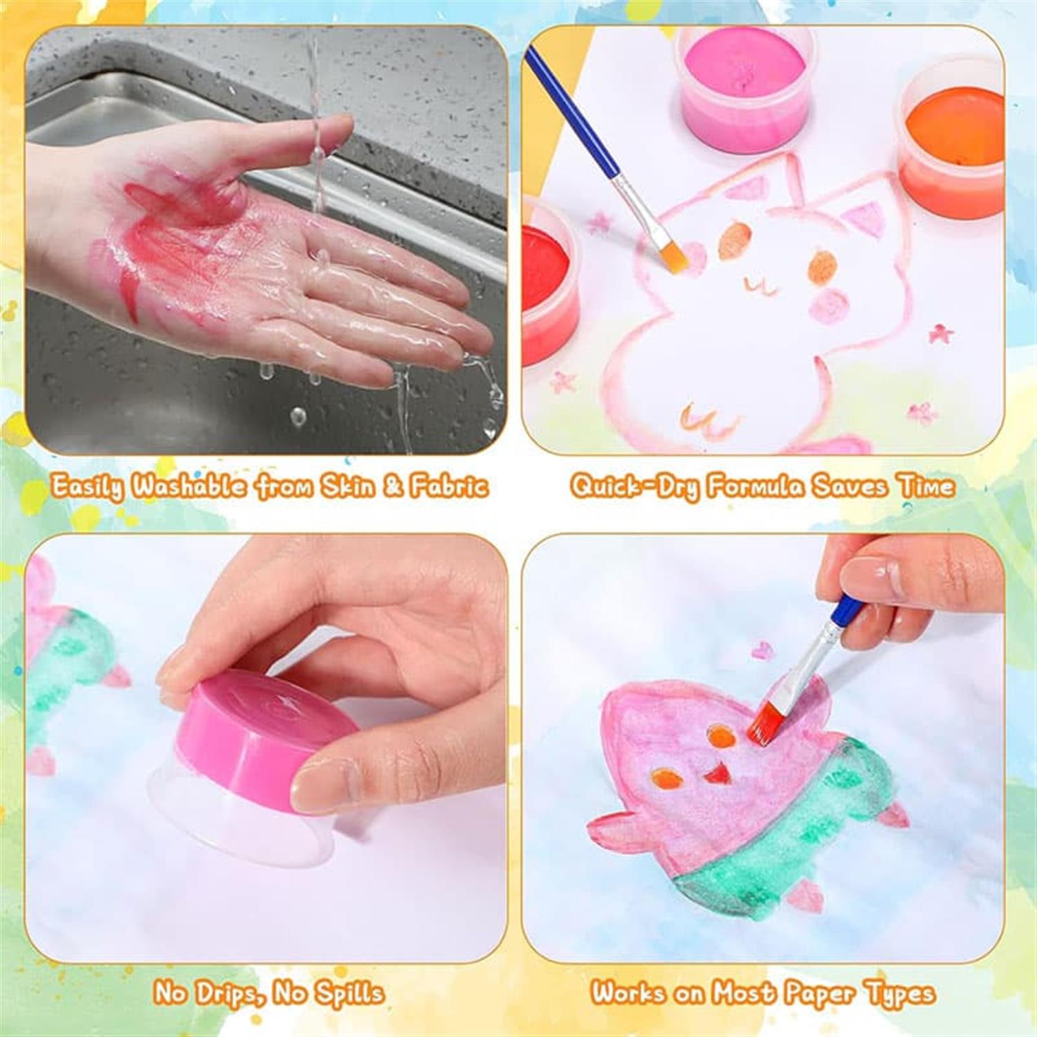 Pack of 12 Colors Spill-proof Washable Paints