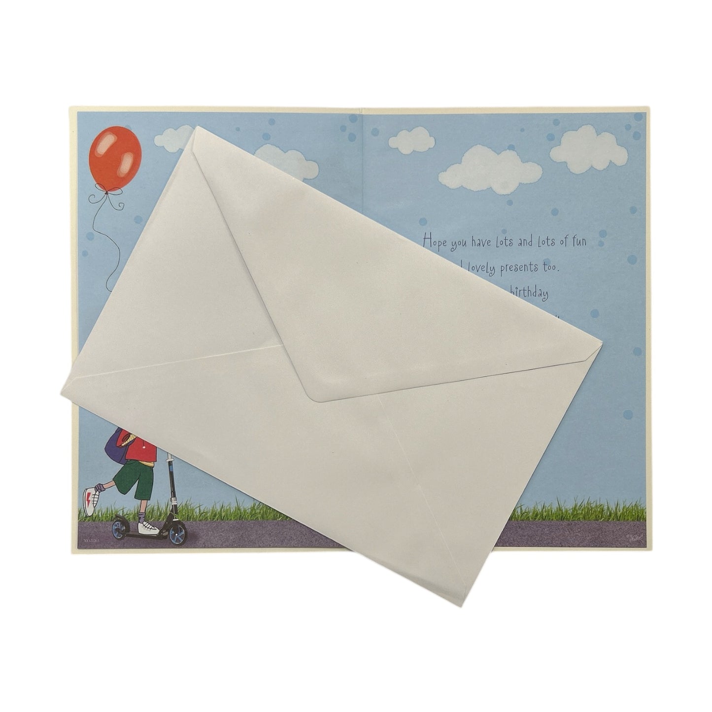 Son Age 5 Boy Riding A Scooter Juvenile Birthday Card With Badge