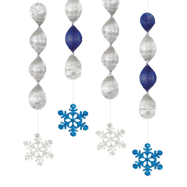 Pack of 4 18" Christmas Snowflake Foil Hanging Decorations