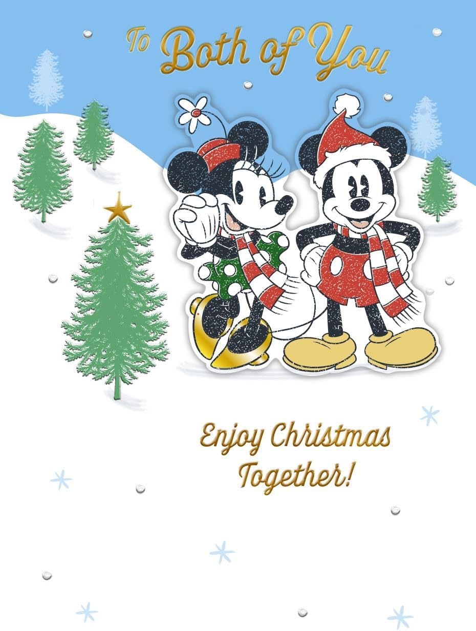 Disney Mickey & Minnie Mouse Winter Scene Design To Both of You Christmas Card