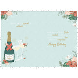 Sister Birthday Card Champagne and Floral Design 