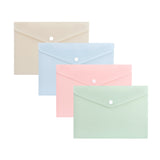 Pack of 12 A5 Assorted Light Pastel Coloured Soft Touch Plastic Document Wallets with Button Closure