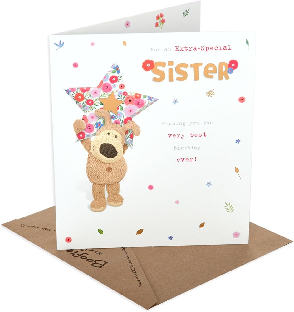 Boofle Holding A Big Star Sister Birthday Card