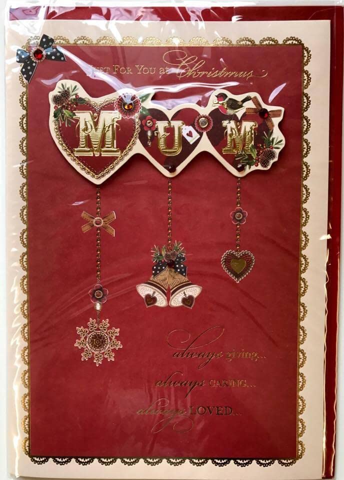 MUM - Hand Made Luxury Lovely Verse Christmas Greeting Card 