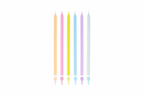Pack of 12 Pastel Party Tall Candles with Holders (12.5cm)